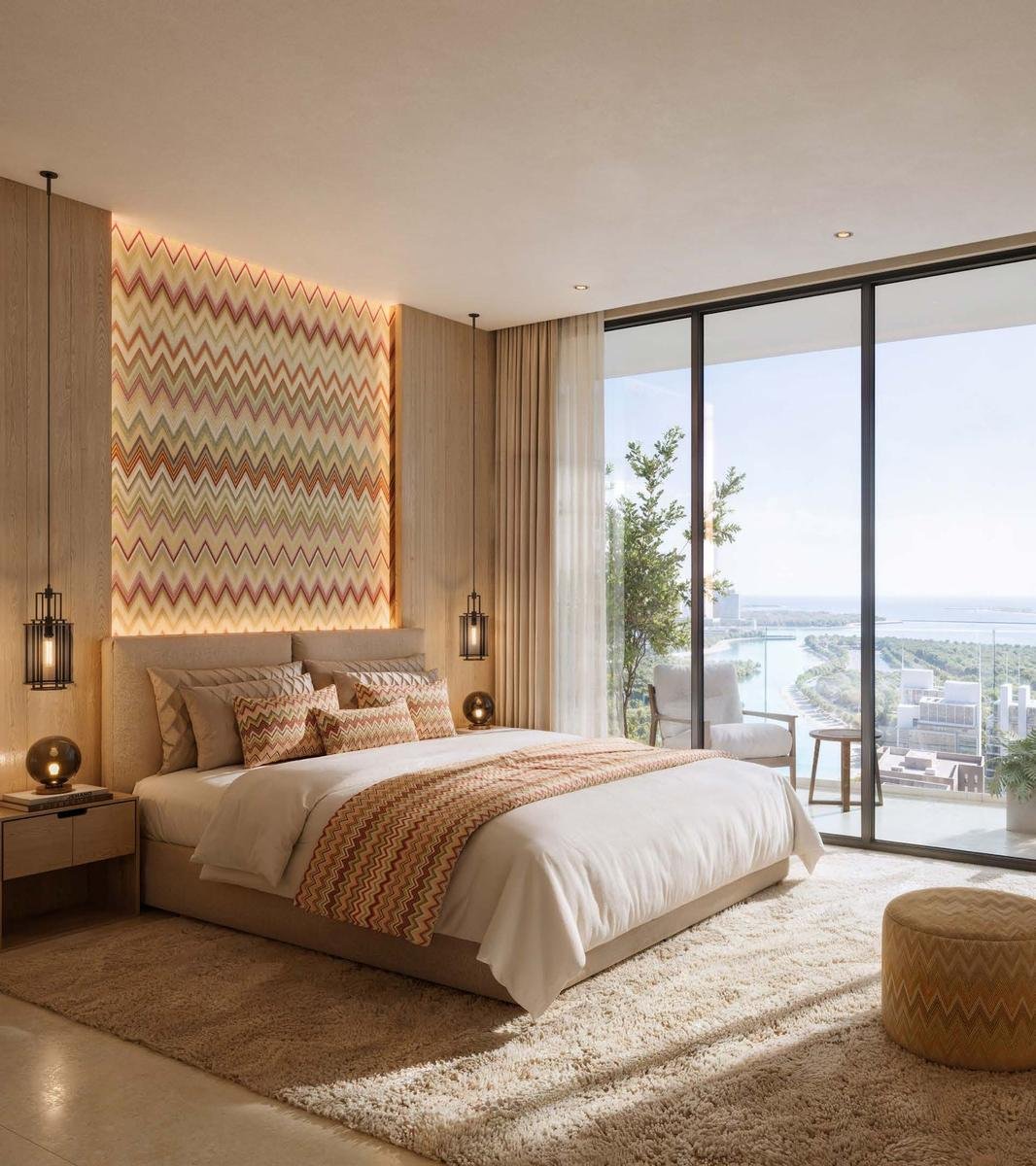 Bedroom with water views