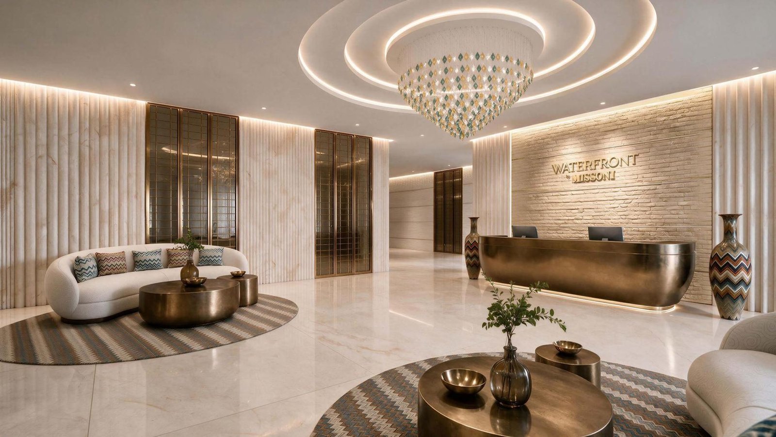 Lobby with signature chandelier