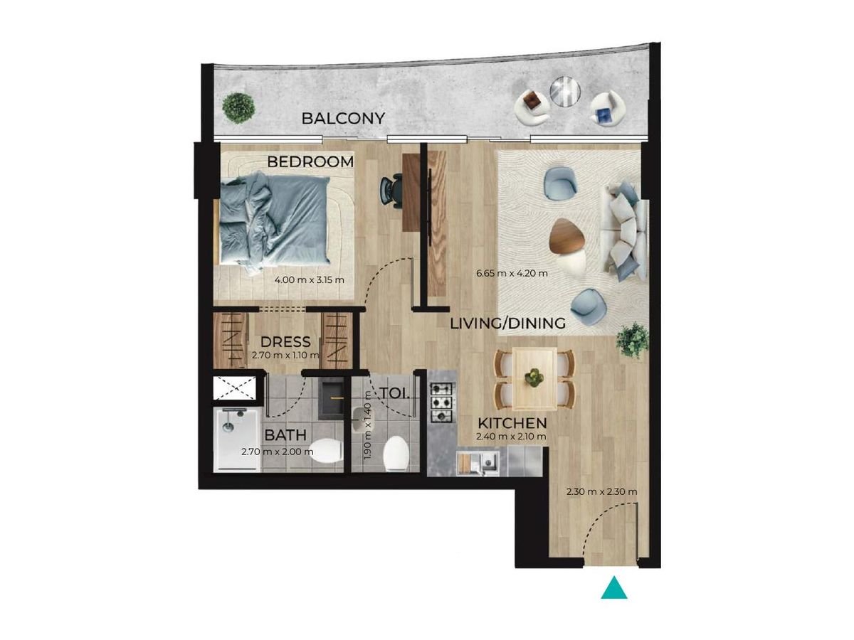 One bedroom floor plan