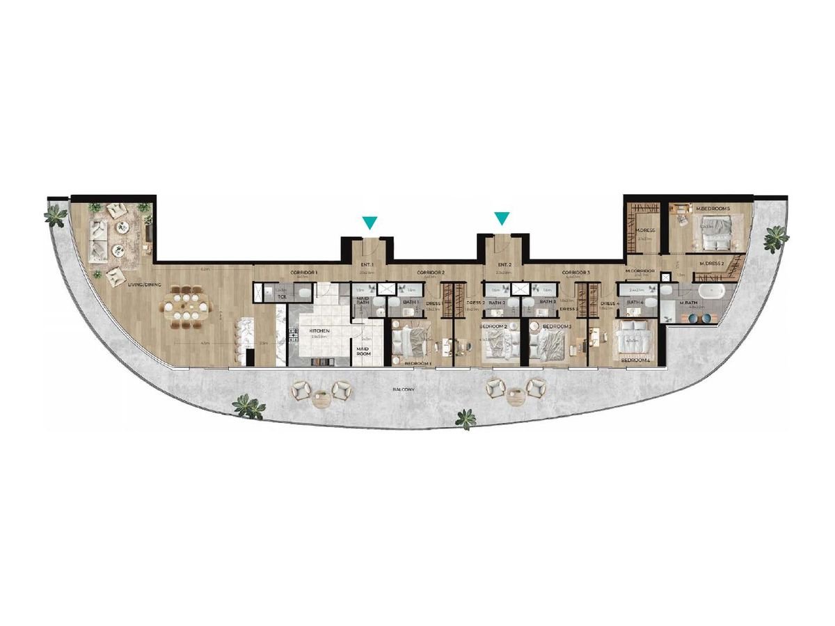 Five bedroom penthouse floor plan